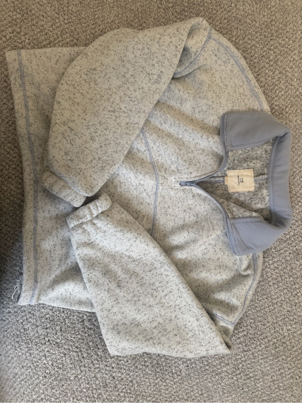 T.J.Maxx Light Gray Heather Pullover Quarter-Zip Sweater with Pale Blue Trim